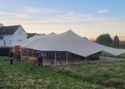 Stretch tent in field