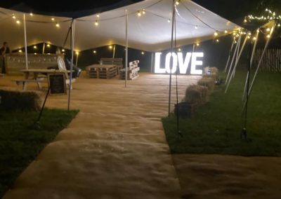 Stretch tent with love sign